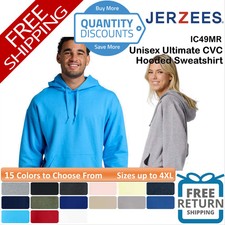 JERZEES Unisex Ultimate CVC Hooded Pocket Sweatshirt Up To 4XL IC49MR