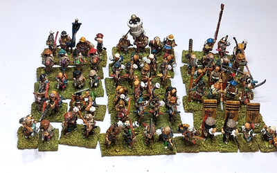 Vintage Falcon UK 15mm Samurai, 68 Painted Foot Figures, Command, Arquebusiers +