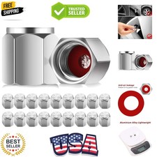 20 Pieces Tire Valve Caps Aluminum Valve Stem Caps In Hexagon Shape With Rubb...