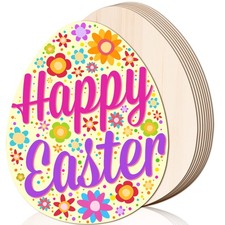 8PCS 11Inch Wooden Easter Egg Cutouts Large Unfinished Wood Egg Shape Cutouts...