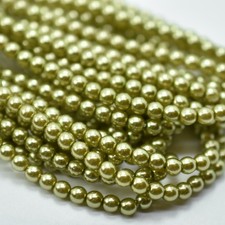 4mm Round Czech Glass Pearl Olivine, 120 Beads