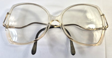 Vintage Hippie 70  s Clear  Gold Oversized Butterfly Eyeglasses Glasses Frames