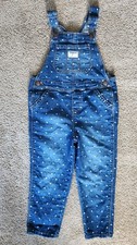 Toddler Girl Osh Kosh B'Gosh Country Polka Dot Blue Denim Overall Bibs Size 4T