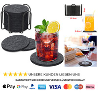 Filz Untersetzer 12Er Set 10Cm Grau Mit Halter