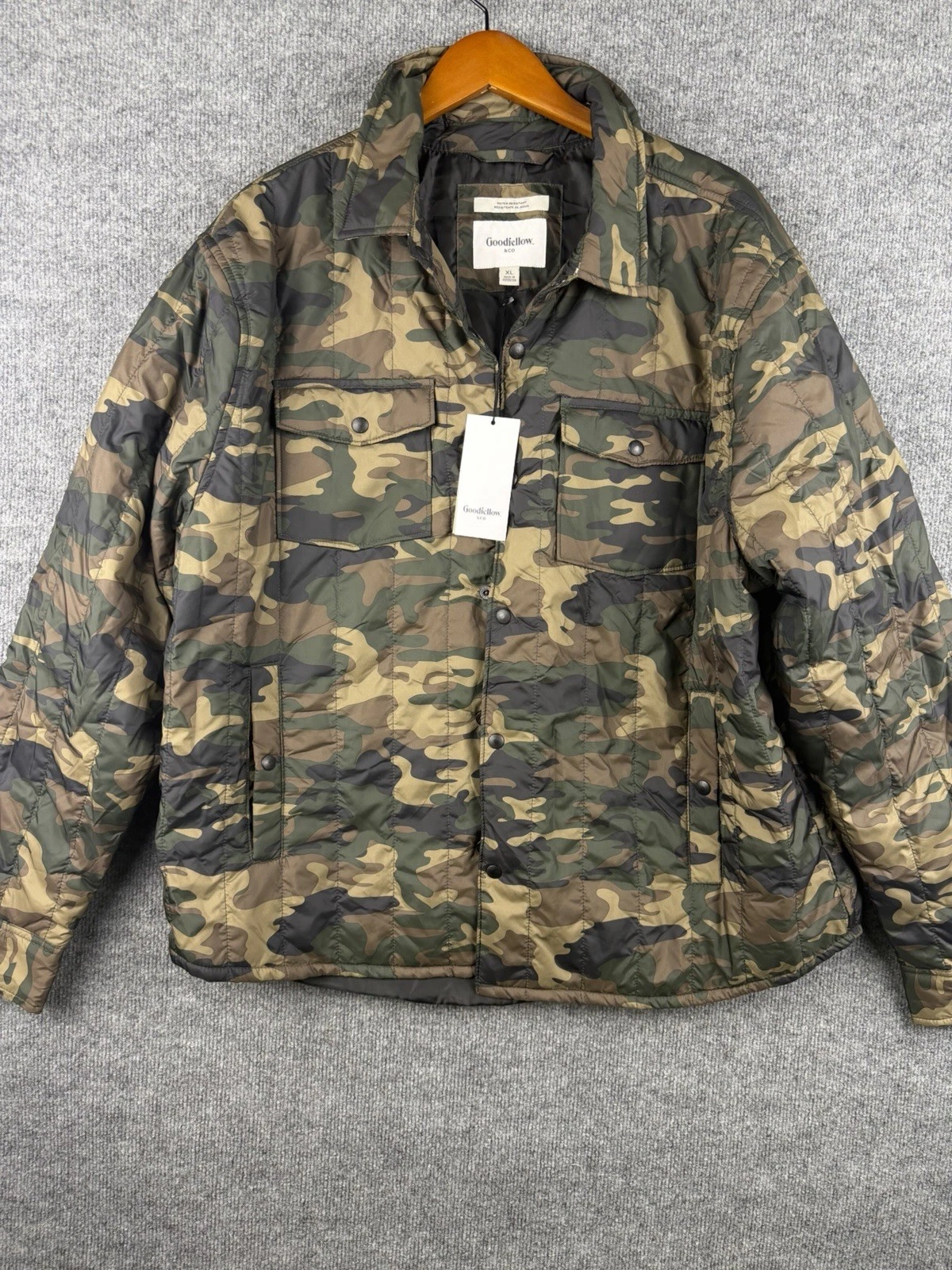 NWT Target Mens Camo Jacket Good fellow XL Green Camouflage Wind Resistant image 3