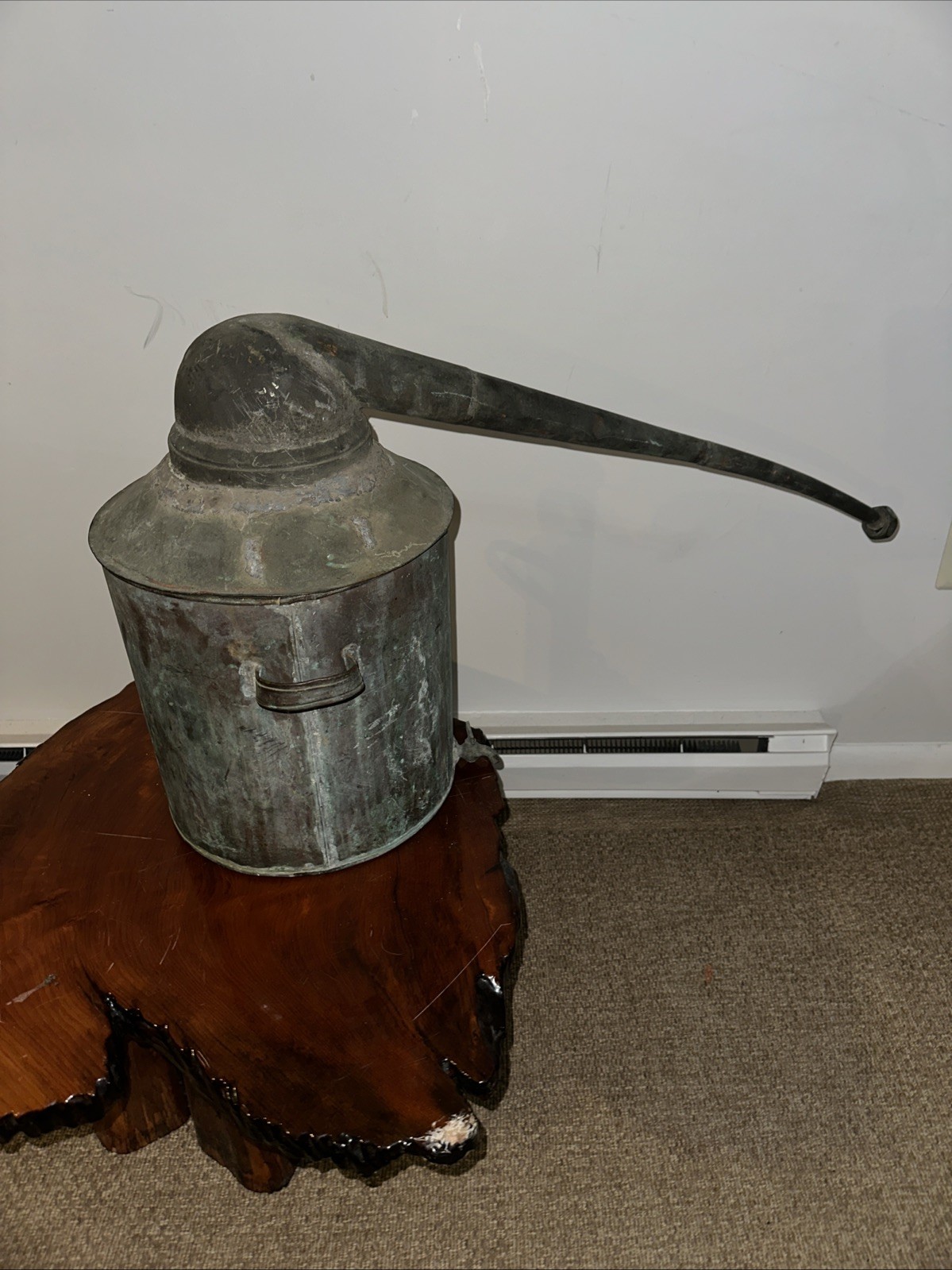 Antique copper moonshine still hand made for display collectible early tool