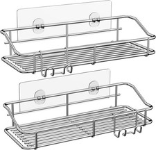 Shower Caddy Shelf Storage Rack Adhesive Without Drilling Stainless Steel wit...