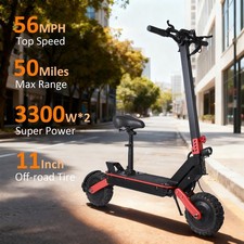 11'' Off Road 6600W Dual Motor Electric Scooter 56MPH 50Miles EScooter W NFC/APP
