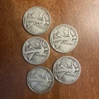 1941-1944 Walking Liberty Half Dollar, 90% Silver, Lot of 5