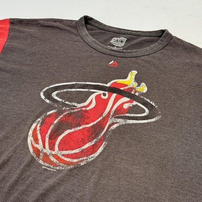 Miami Heat Shirt Mens 3XL Gray Red NBA Basketball Hardwood Classics Majestic