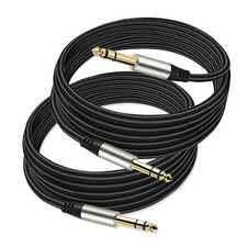 Pack of 2 TRS Instrument Cable 1/4 Inch Straight 6.35mm Male Jack Nylon Braid...