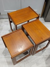 Vintage Mid Century Teak Nest Of 3 Side Tables Scandinavian Modernist Design