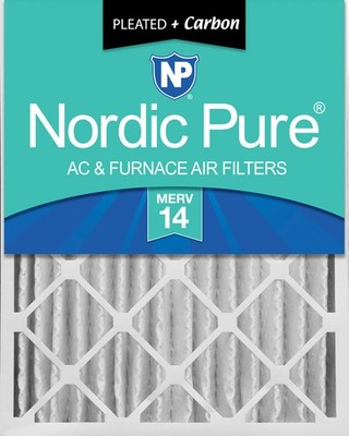 Nordic Pure 16x25x4 (3 5/8) Pleated Air Filters MERV 14 Plus Carbon 1 Pack