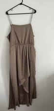 Express Mocha Brown Silky Feel Satin Slip Maxi Dress With Tie Size XL NWT