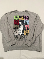 Taylor Swift The Eras Tour Gray Crewneck Pullover Graphic Logo Sweatshirt M