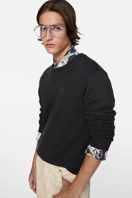 Acne Studios Face Logo Unisex Oversized Pullover Sweatshirt Sz XS Black Crew