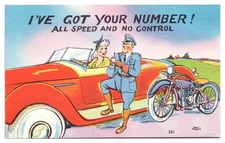 VTG I've Got Your Number, All Speed And No Control, Police, Humor Postcard