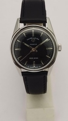 Rare Favre Leuba Geneva Sea-king Hand-Winding Mens Swiss Dial black 61093