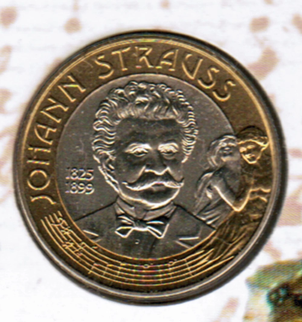 Münze Österreich 50 Schilling Johann Strauß im Blister 1999