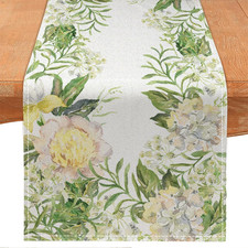Spring Table Runner,Wildflowers Floral Table Decoration Grass Seasonal Summer De