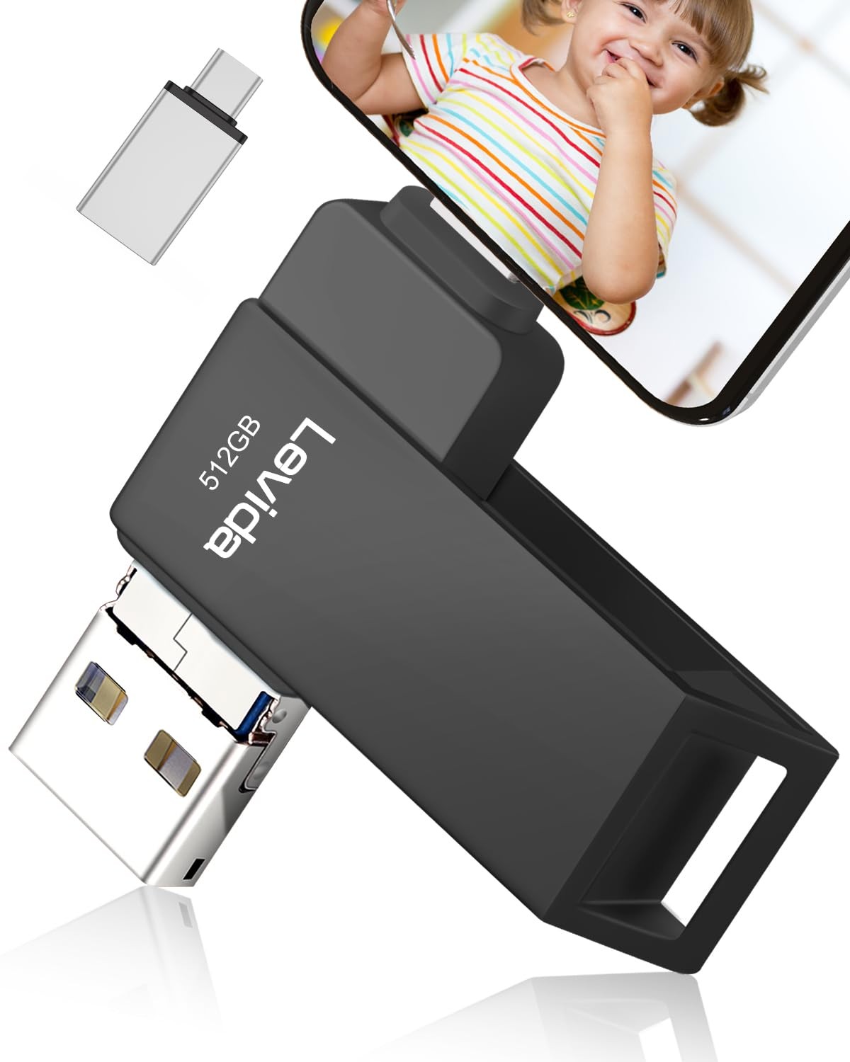 Chiavetta USB 512gb per Phone,Levida Pen Drive Penna USB 3.0 Pendrive 4 (e8T)