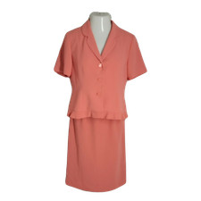 Rena Rowan Suits Blazer  Skirt 2 Piece Outfit Set  Sz 12  Corally Pink