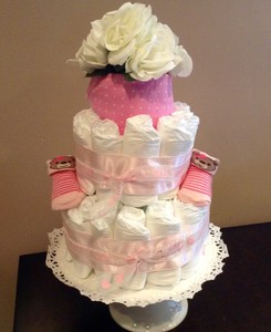 pink diaper cakes for baby showers
