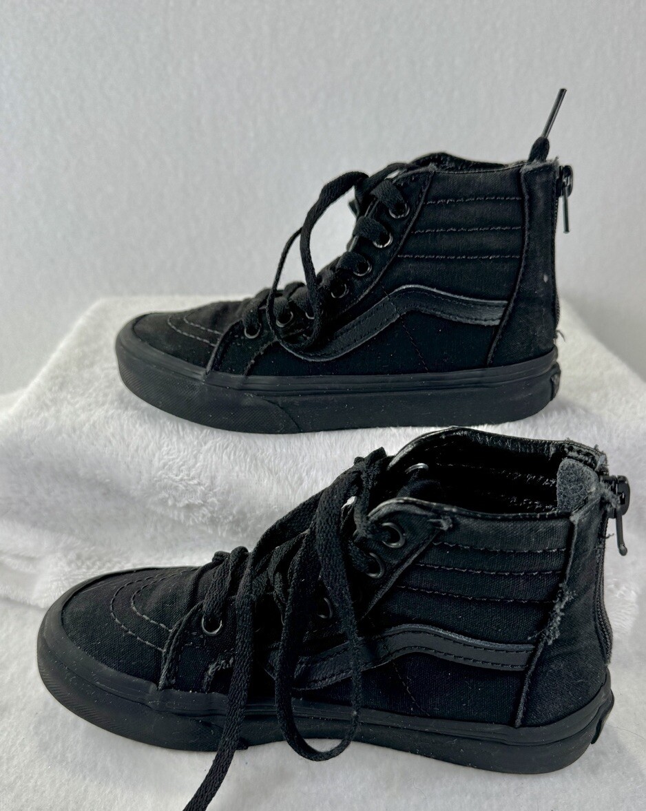 Vans Sk8 Hi Zip Shoes Kids Size 13.5 Sneakers Triple Black Youth Skater Hi-Top thumbnail 7