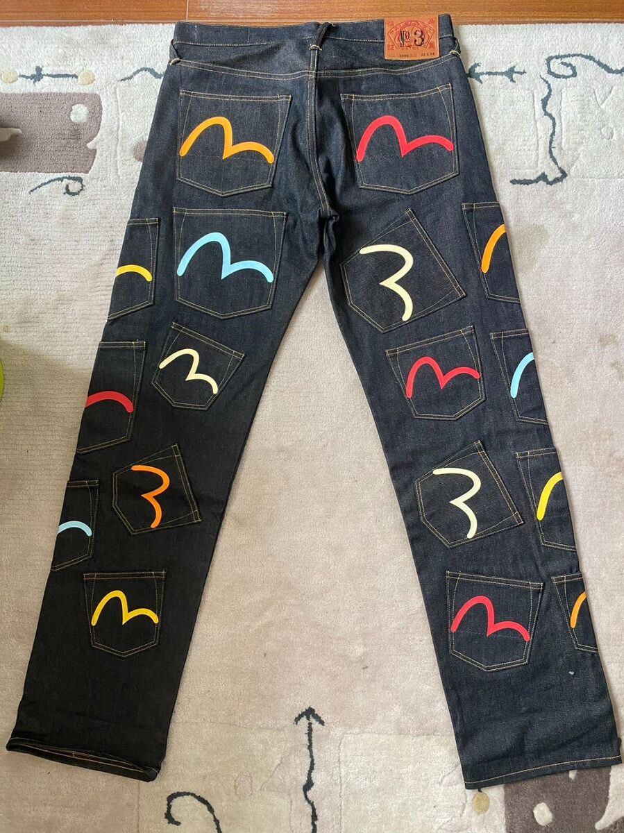 Evisu jeans Multi Pocket Denim Lot 2000 No. 3 Rare OG size Evisu jeans Multi Pocket Denim Lot 2000 No. 3 Rare OG size