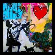 Pop Art Consumer Girl with Baloon 100x100 Acrylic Glass Street Art/Loft/Print