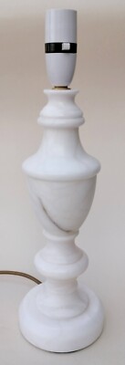 Vintage weißer Marmor Tischlampenfuß klassische Steinbeleuchtung 30 cm hoch (Ref:1)
