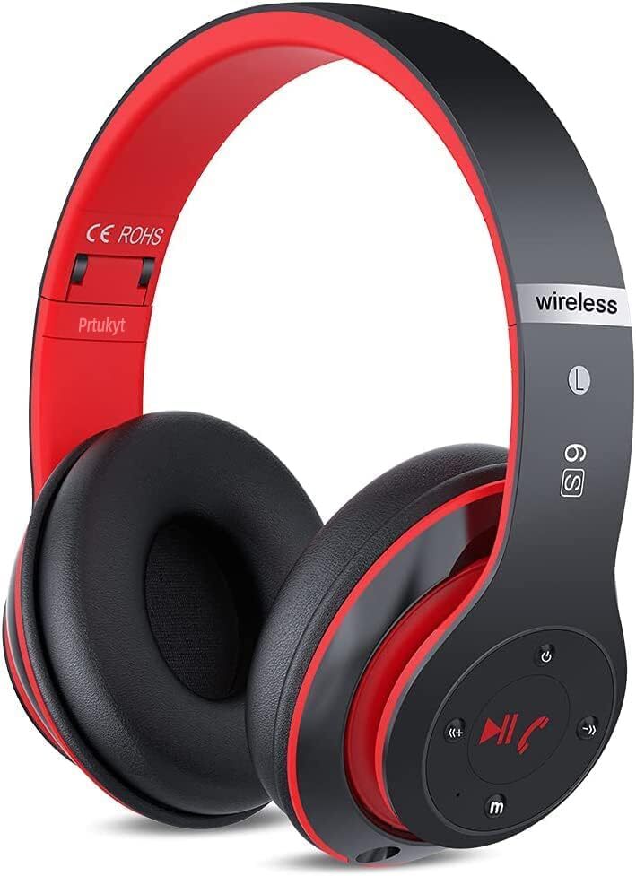 PRTUKYT 6S Bluetooth Headphones Over-Ear Hi-Fi Stereo Foldable Wireless Stere...