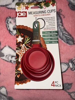 JOIE Set 4 Messbecher rot Backrezepte Küche BPA-frei stabile Griffe