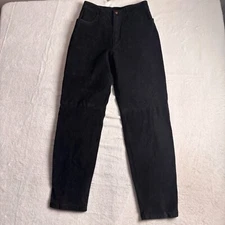 VTG 70's Bushwacker Pants Women's 12 Black Genuine Suede Leather Straight Leg *