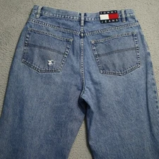 Vintage Tommy Hilfiger Jeans Mens 35x30* Blue Flag Faded Distress Y2K Hong Kong