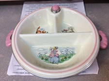 VINTAGE LITTLE BO PEEP DIVIDED BABY WARMING PLATE 8 INCH ROUND CERAMIC