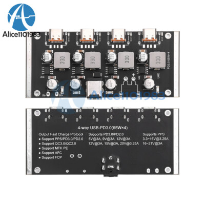 4-way PD65W Fast Charging Module Type-C USB Support PD3.0/2.0 QC3.0/2.0 FCP AFC