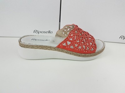 Riposella Ciabatte con zeppa ed elastico, Linea cucita a mano -Art.  16201-COR (C | eBay