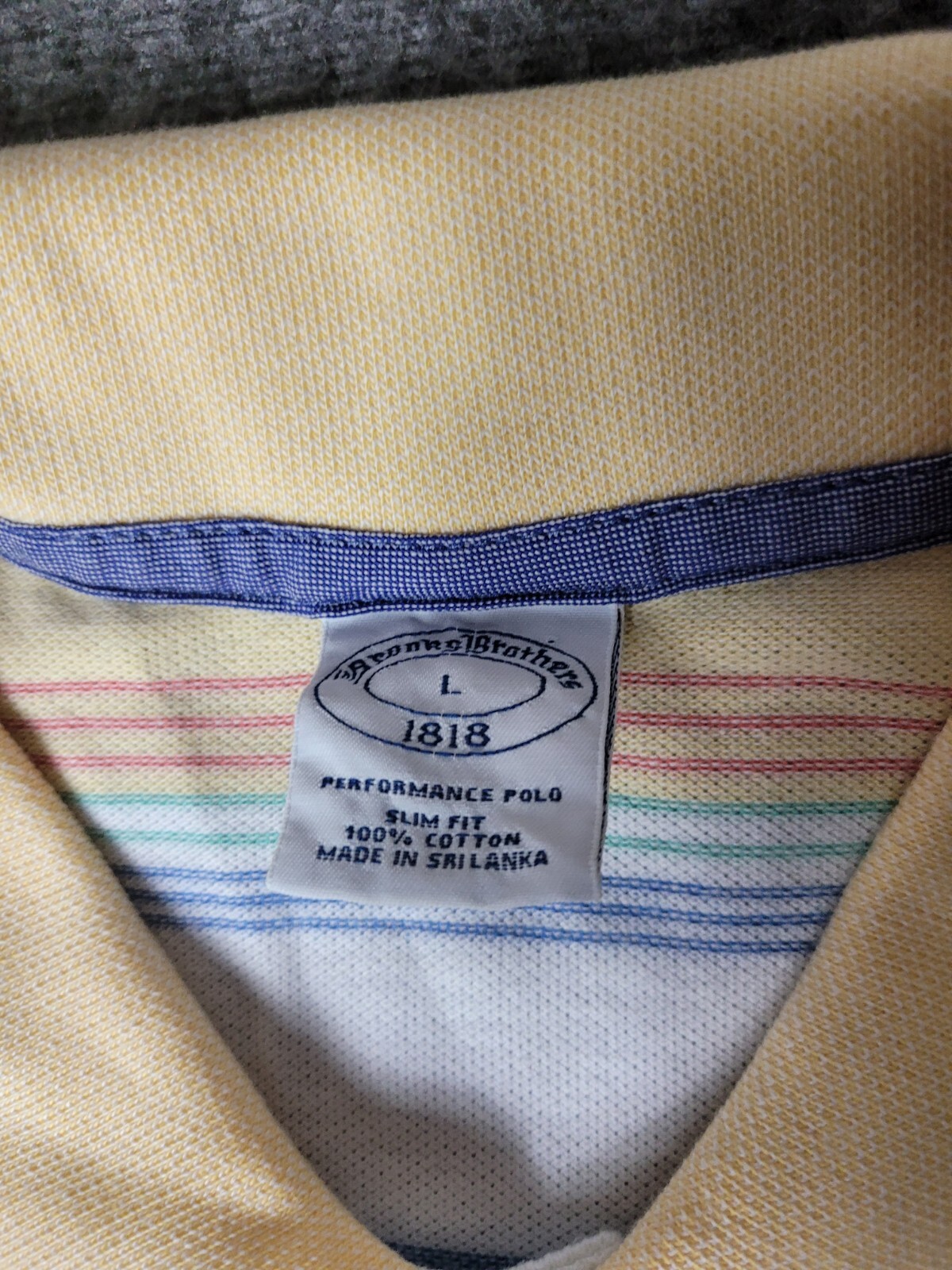 Brooks Brothers 1818 Performance Polo  Shirt Slim Fit Mens Size L Yellow Stripe thumbnail 4