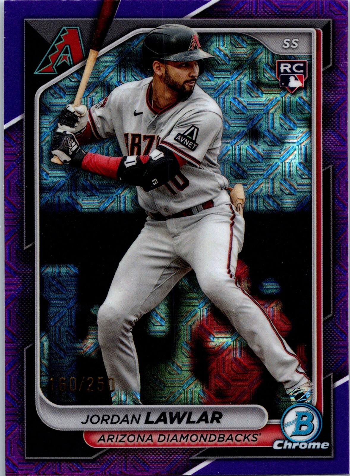 2024 Bowman Chrome #55 Jordan Lawlar Purple Mojo Refractors #/250