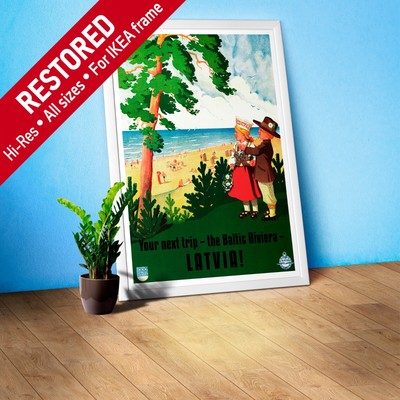 Your next trip - the Baltic Riviera - Latvia!, 1930   retro travel poster