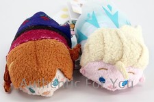 US Disney Parks Authentic FROZEN Girls SET of 2 Anna  Elsa 3.5" Mini Tsum Tsums