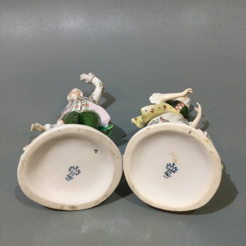 Sitzendorf Porcelain Dresden Shepherd & Shepherdess Figures - Picture 6 of 6