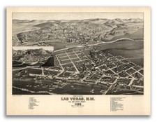 1882 Las Vegas New Mexico Vintage Old Panoramic City Map - 18x24