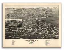 Bird's Eye View 1882 Las Vegas New Mexico Vintage Style City Map - 20x28