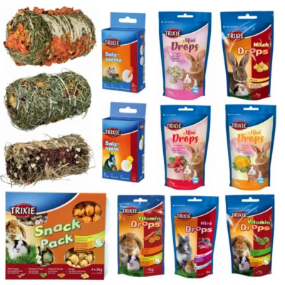 TRIXIE Small Animal Snack Treats - Salt Lick, Hay Bale Rabbit Hamster Guinea Pig