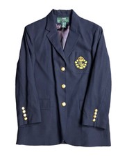 Vintage Ralph Lauren LRL Women's Size 6P Navy 3D Crest Blazer Academia USA Made