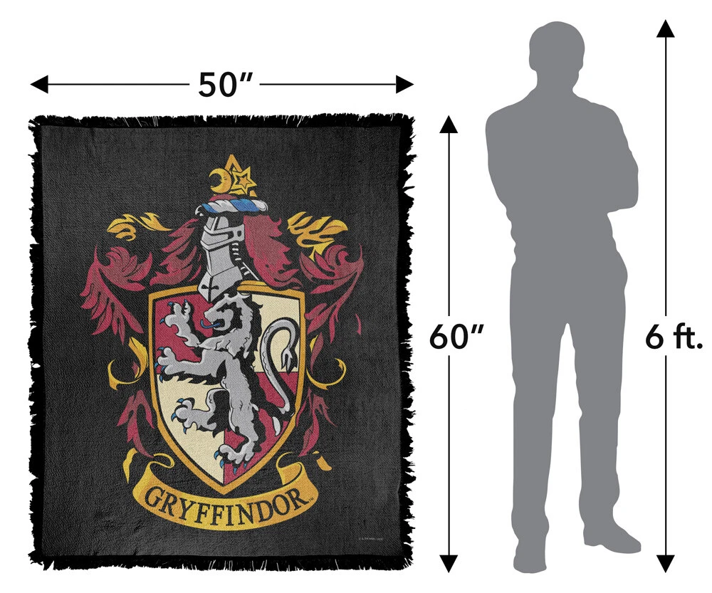 Harry Potter Blanket, 50"x60" Gryffindor Crest Woven Blend Throw