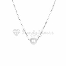 Image of 18ct Gold Plated Cream Faux Pearl Pendant Choker Chain Necklace Womens Jewellery