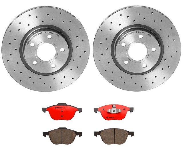 Brembo Front Brake Kit Drilled Disc Rotors & Ceramic Pads For Volvo C30